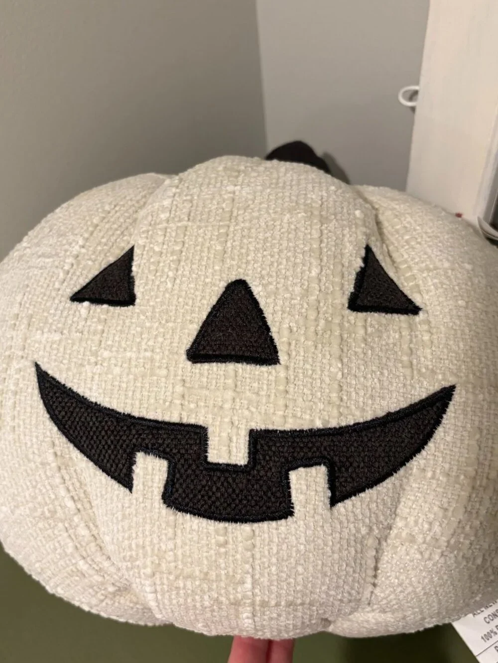 Martha Stewart Halloween Jack-O'-Lantern Pumpkin Decorative Pillow NWT white
